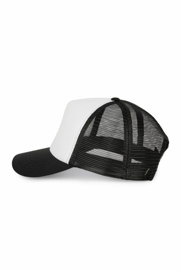 Casquette Trucker noire et blanche avec filet vue de côté a