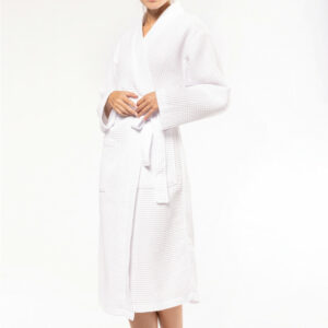 peignoir de bain blanc en nid d'abeille