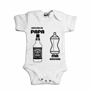 body humoristique en coton bio biberon et whisky